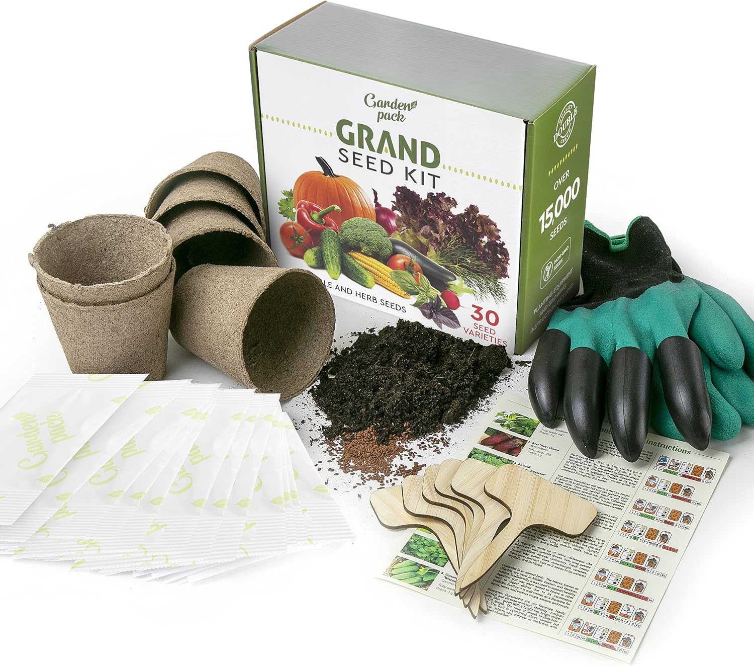 30 Vegetable Seeds Variety Kit - Over 15000 Seeds for Planting Vegetables & Herbs, Premium Garden Seeds Gift Box
