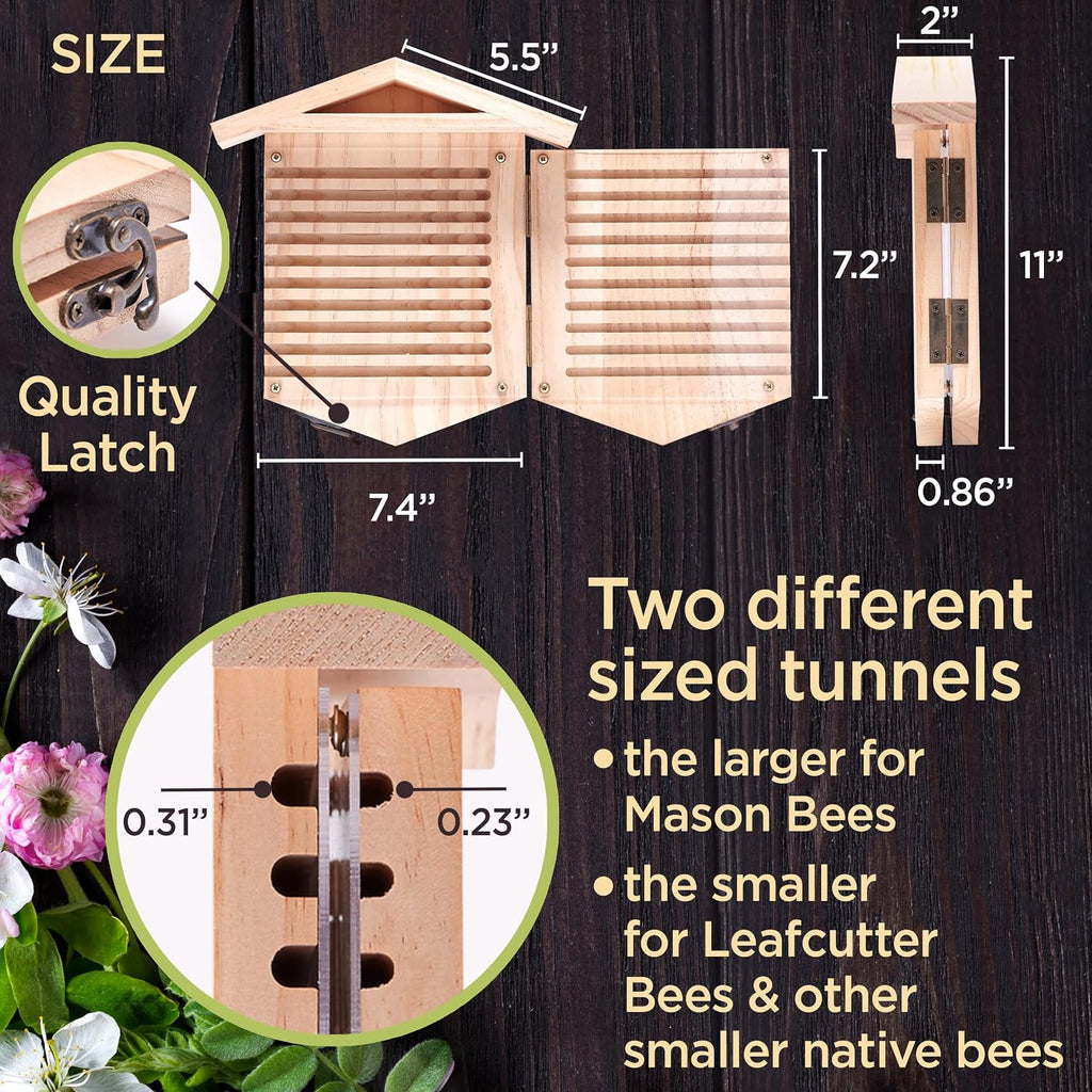 Rivajam Native Bee Observatory | Mason Bee Houses for Pollinating Bees | Pollinator Bee Houses for the Garden Lover