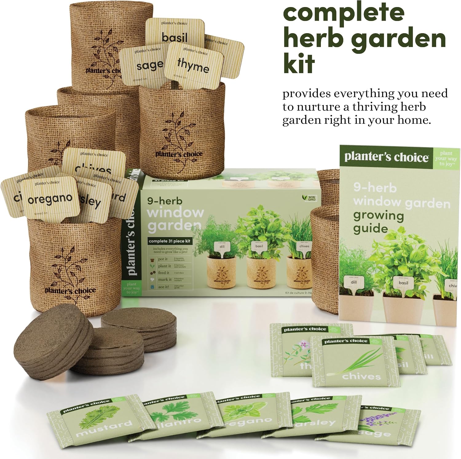 9 Herb Indoor Window Garden Kit - House Plants Seeds - Birthday Gifts | Best Unique Gift Ideas for Women, Mom, Friend