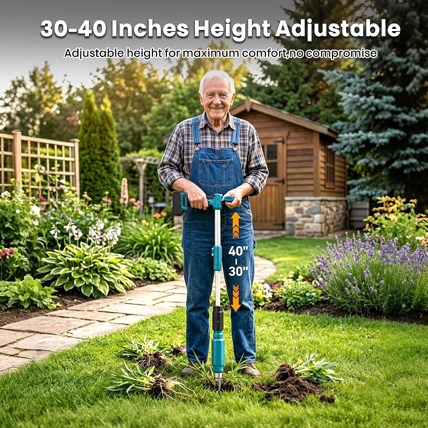 Electric Stand Up Weed Puller Tool with Long Handle, Lightweight & Portable Design, Total 4000 mAh Batteries