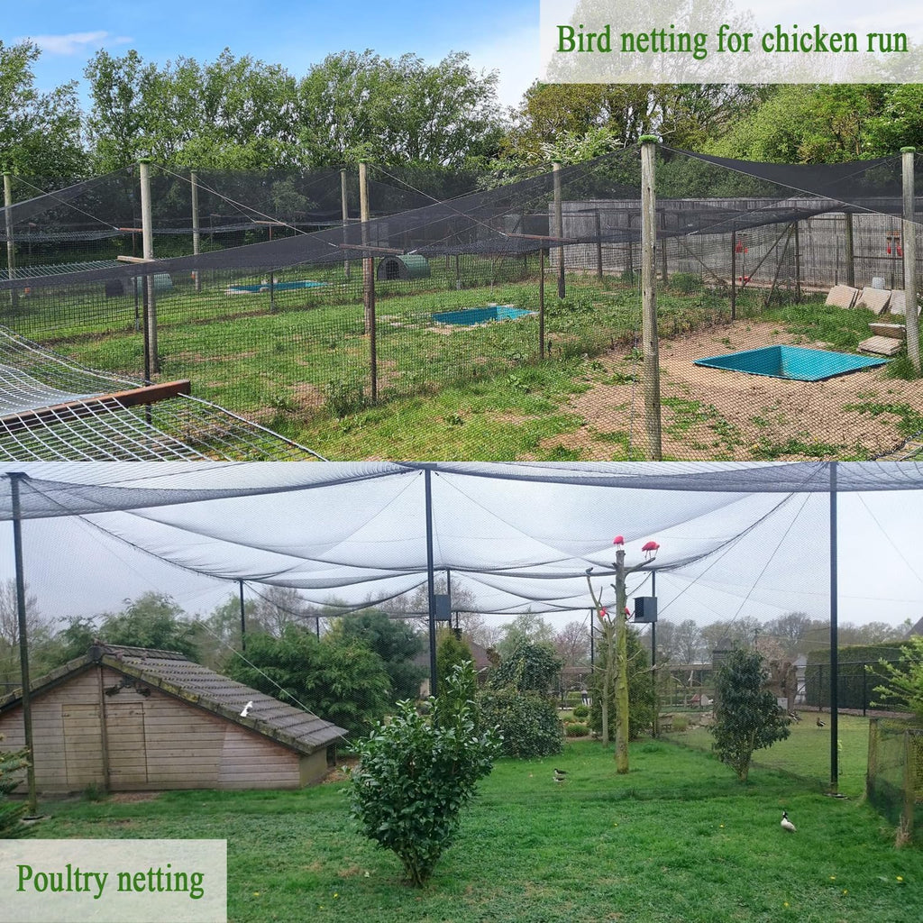 Bird Netting for Chicken Coop 25x50 Ft, 1" Mesh Aviary Netting | Woven Chicken Run Roof Cover, Protects Against Hawks &