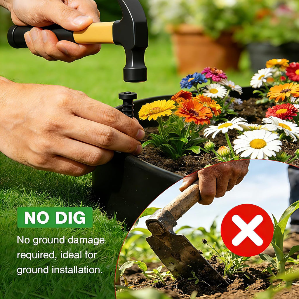 MIXC 100ft Landscape Edging Kit with 150 Spikes, Not Digging Flexible Plastic Edge Border for Landscaping, Lawn