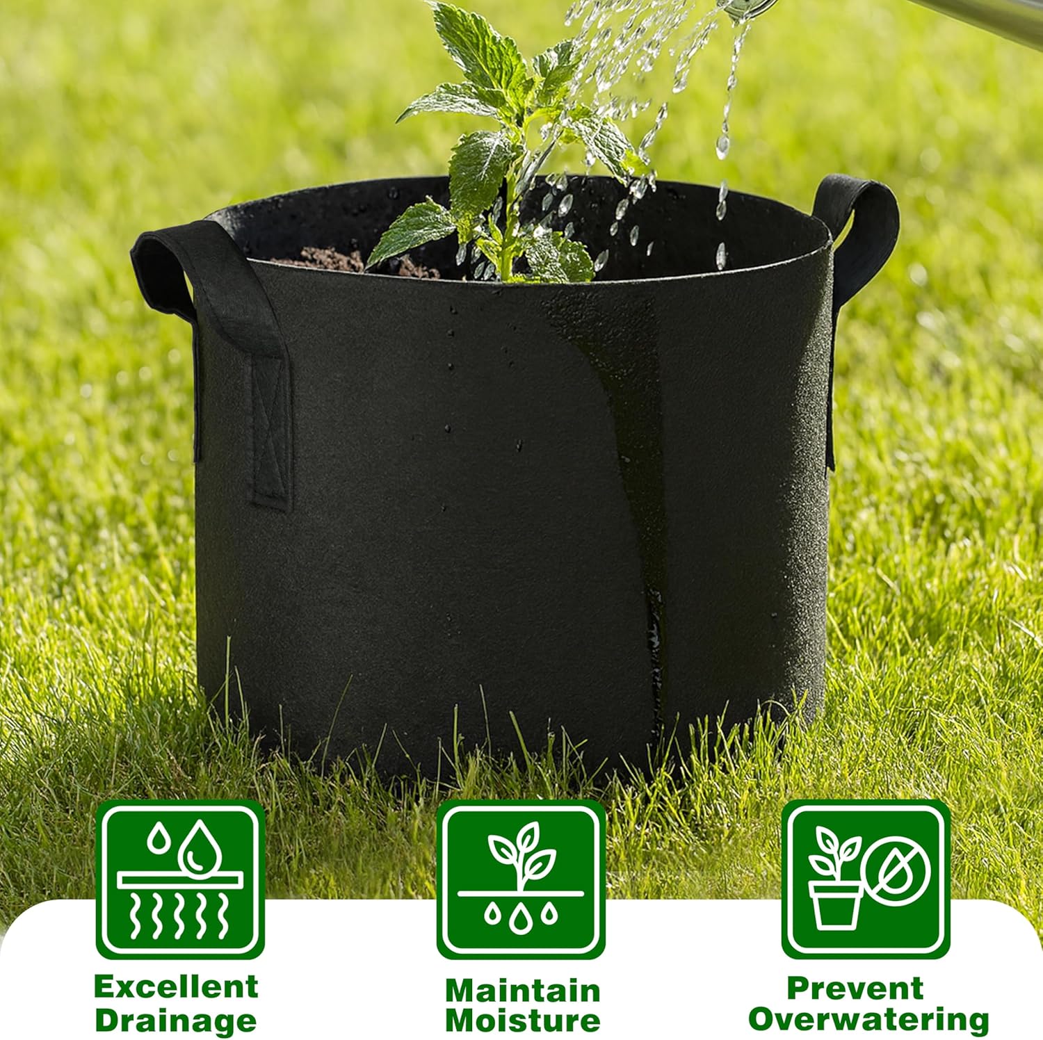 12-Pack 5 Gallon Grow Bags | Heavy Duty Fabric Pots with Durable Handles, Reusable Plant Bags for Vegetable, Flowers
