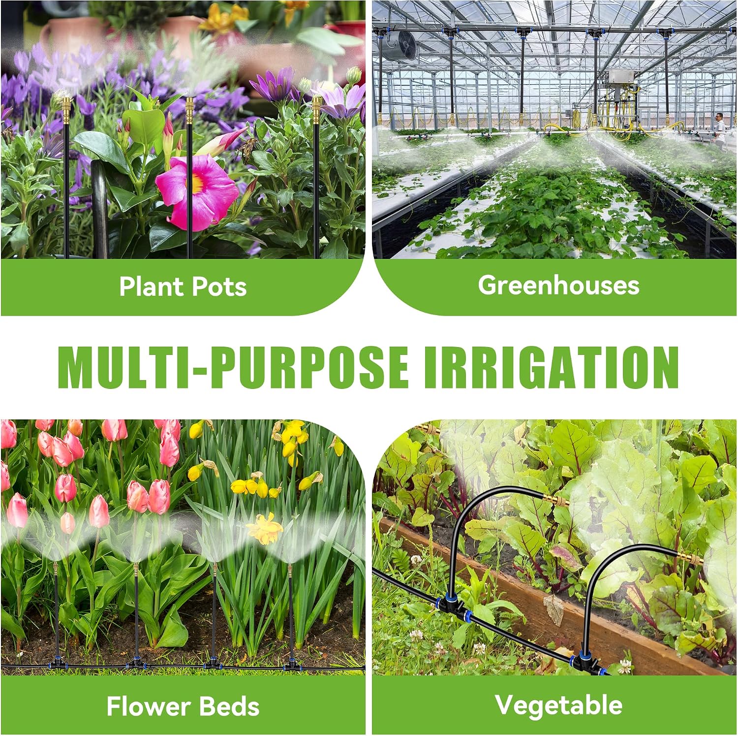 200FT 360° Adjustable Drip Irrigation Kit System for Garden Sprinklers for Yard Garden Watering System with 32 Nozzles