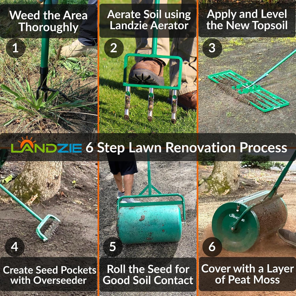 The Original Hollow Tine Lawn Aerator Tool - 42 Inch Core Aerator and Grass Aeration Tool Lawn Tools - Stainless Steel