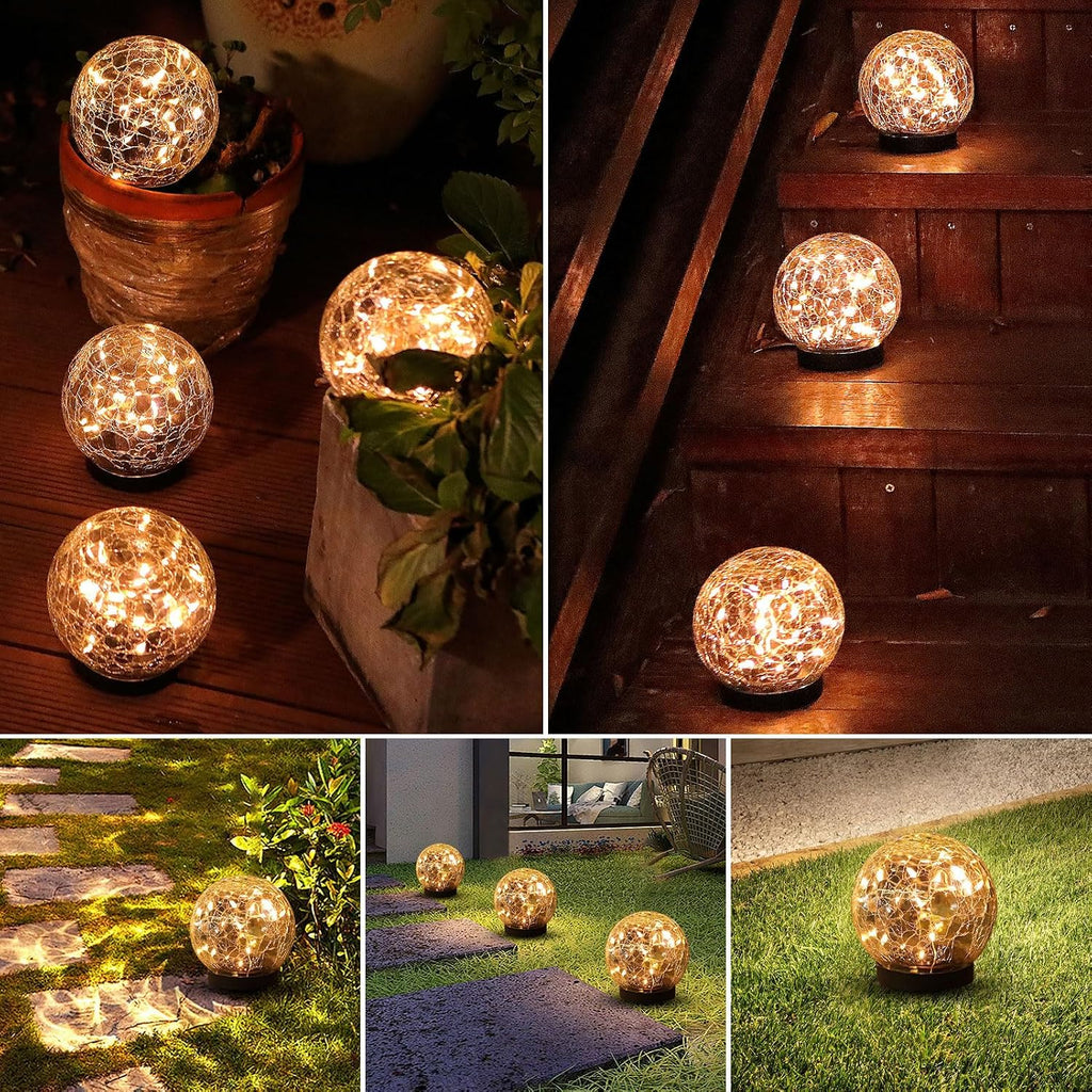 Solar Globe Lights Outdoor Waterproof-Solar Balls-Solar Garden Lights Orbs | Solar Globe Lights for Outside 6 Pack