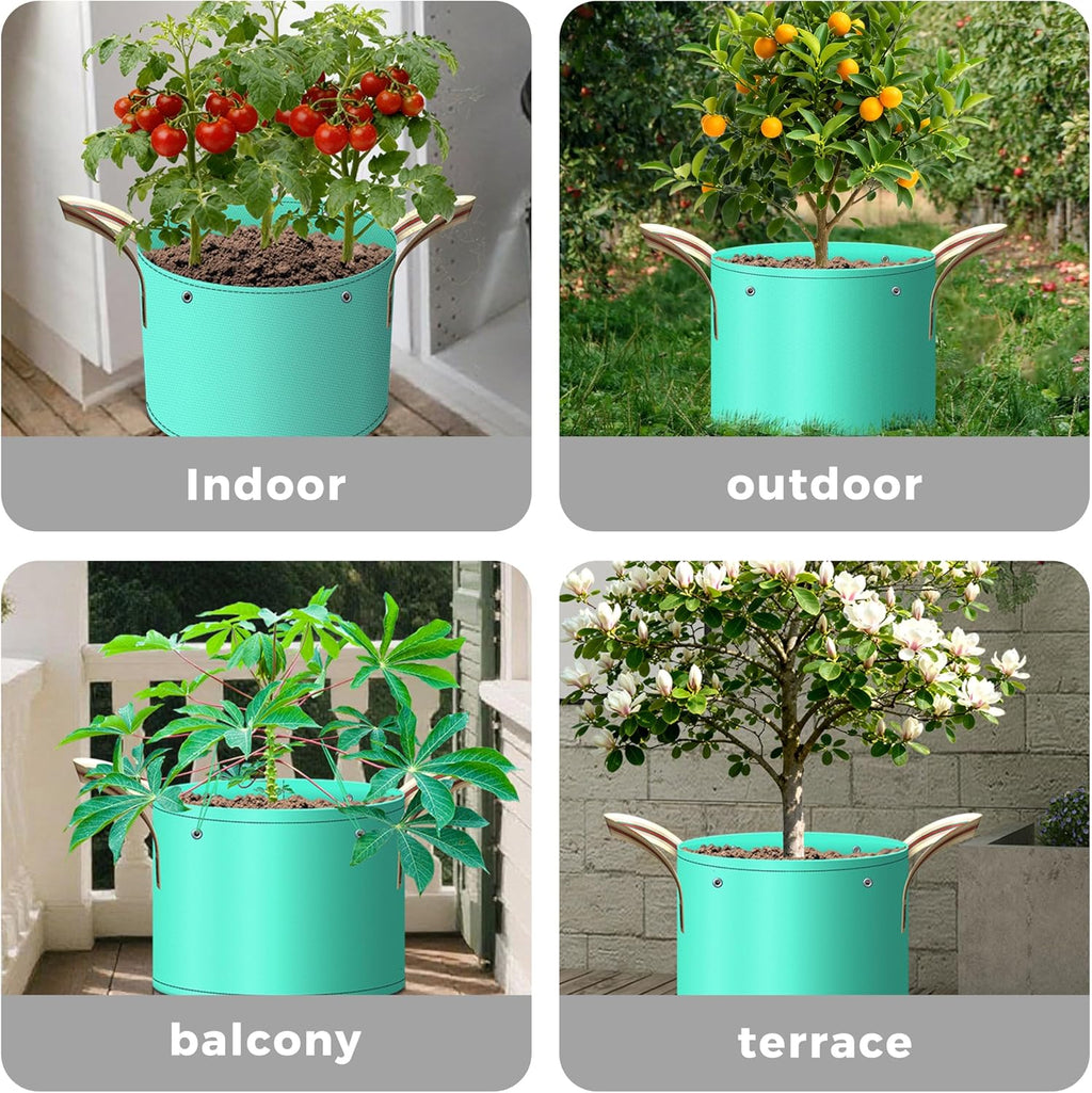 7 Pcs 10 Gallon Grow Bags, PE Garden Pots with Handle for Plants | Collapsible Gardening Supplies with Drainage Holes