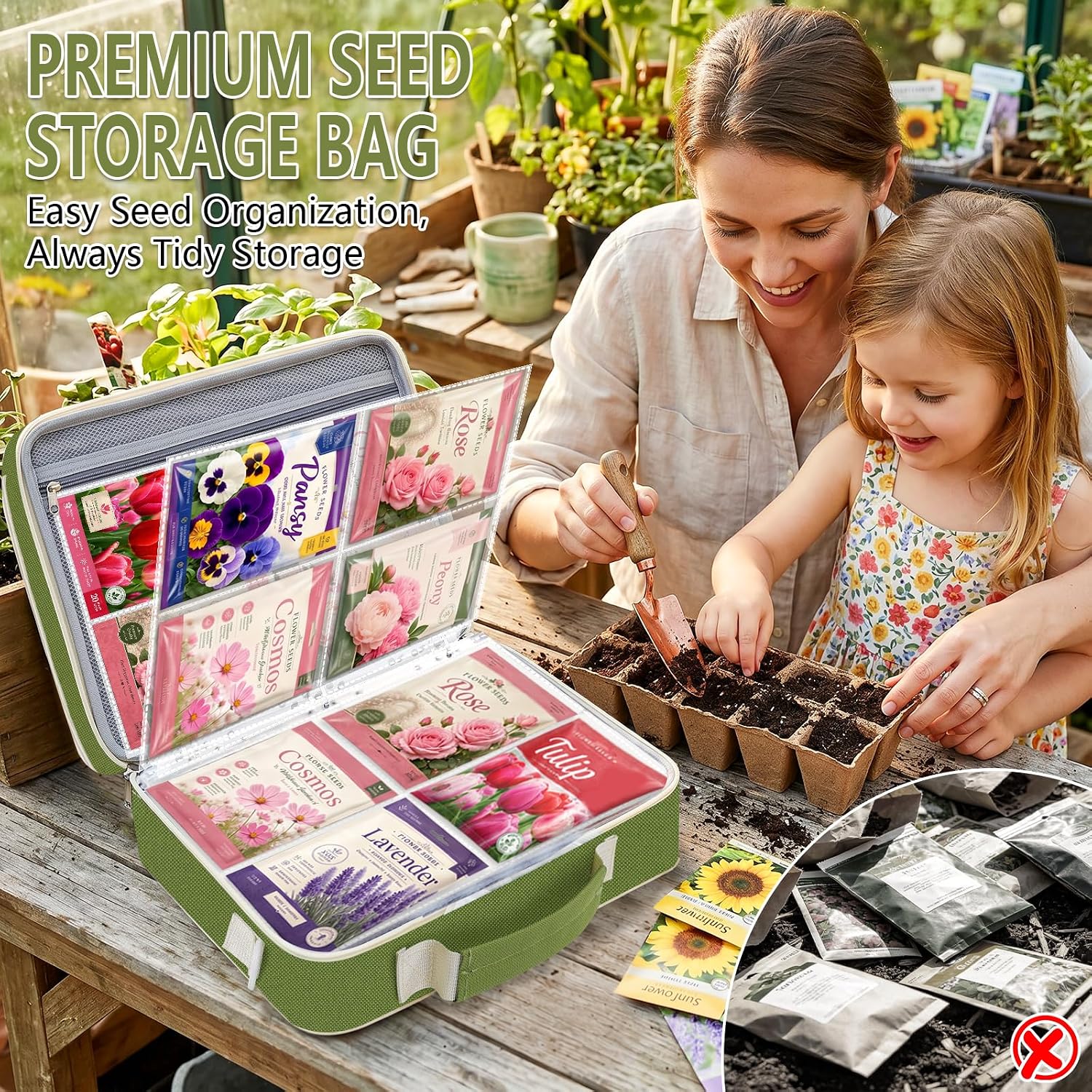 Seed Storage Organizer Binder, Seed Holder Organizer Seed&Envelopes, Sheet | Garden Saving Binder Bag with 20Pcs