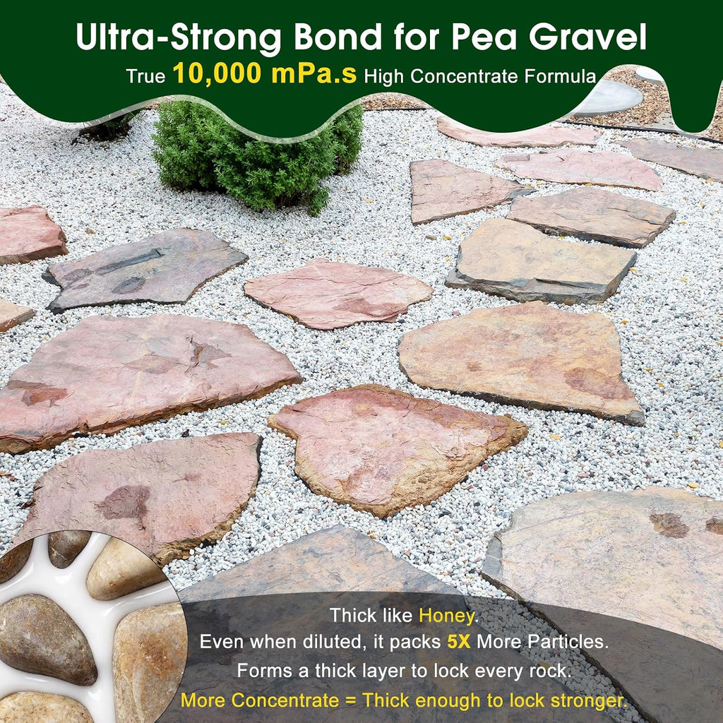 Teexpert 1 Gallon Rock Glue for Landscaping – Strong Pea Gravel Binder & Stone Adhesive for Walkways, Yards, Patios