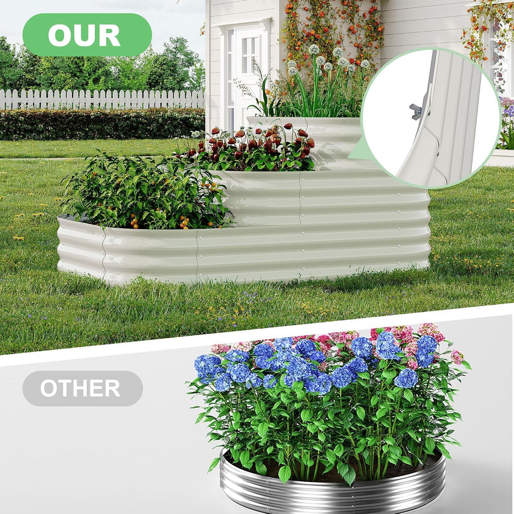 IDEALHOUSE 3-Tier Galvanized Raised Garden Bed 60.6x42.1x30.7 Inch, Exclusive Layered Planting Design for Shallow &