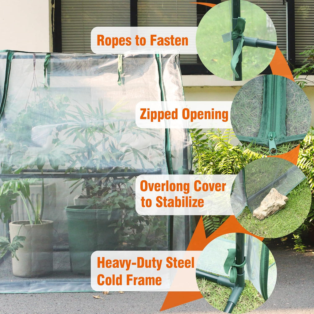 Gardzen Mini Greenhouse with Zipper Mesh Cover 36.2"(L) x36.2(W) x42.5(H) | Steel Frame Portable Outdoor Greenhouse