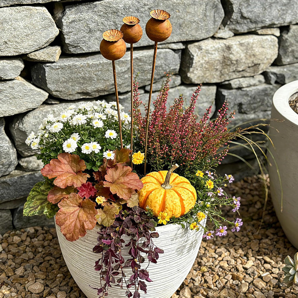 Metal Flowers 3PCS - 24inch Metal Garden Stakes Decorative Yard Art | Rusty Metal Flowers for Outside Lawn Flower Bed
