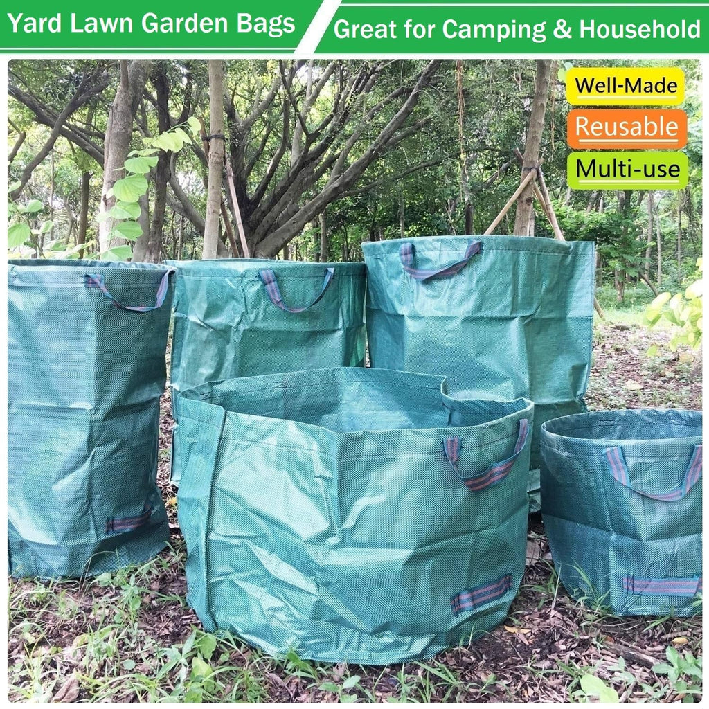 Standard 3-Pack 32 Gallon Lawn Garden Bags (D18,H30 inch) Yard Waste Bags with Gardening Gloves - Reusable Leaf