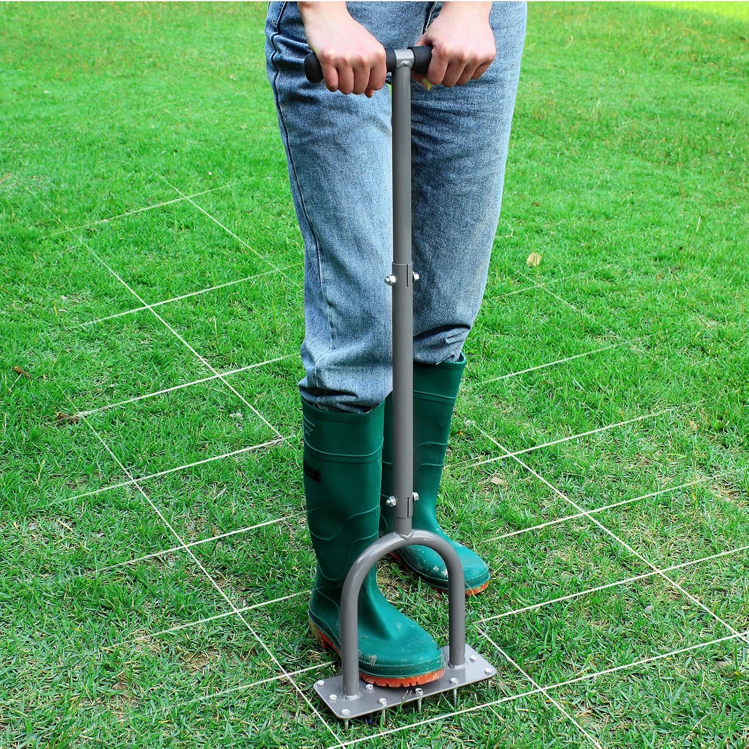 Walensee Manual Lawn Aerator Tool with 15 Iron Spikes, Garden Spike Aerator | Alternative to aerator shoes, patented
