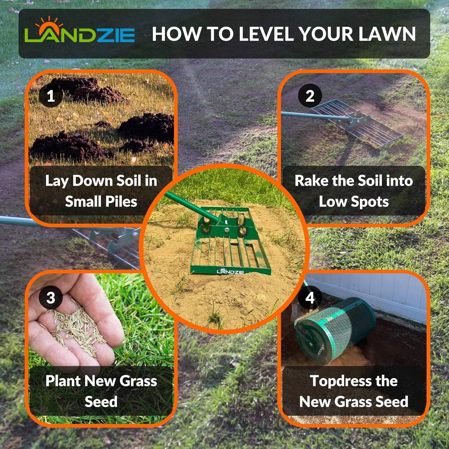 The Original Lawn Leveling Rake – 36" Steel Handle Yard Leveler, Lawn Level Tool for Creating a Flat Surface - Works