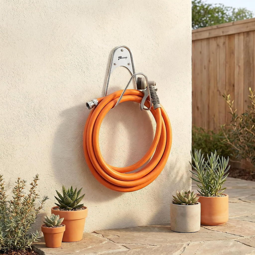 JBscoop Garden Hose Holder Stainless Steel Small Wall Mount Garden Hose Hook, Ideal for Water, Air, Hydraulic Hose