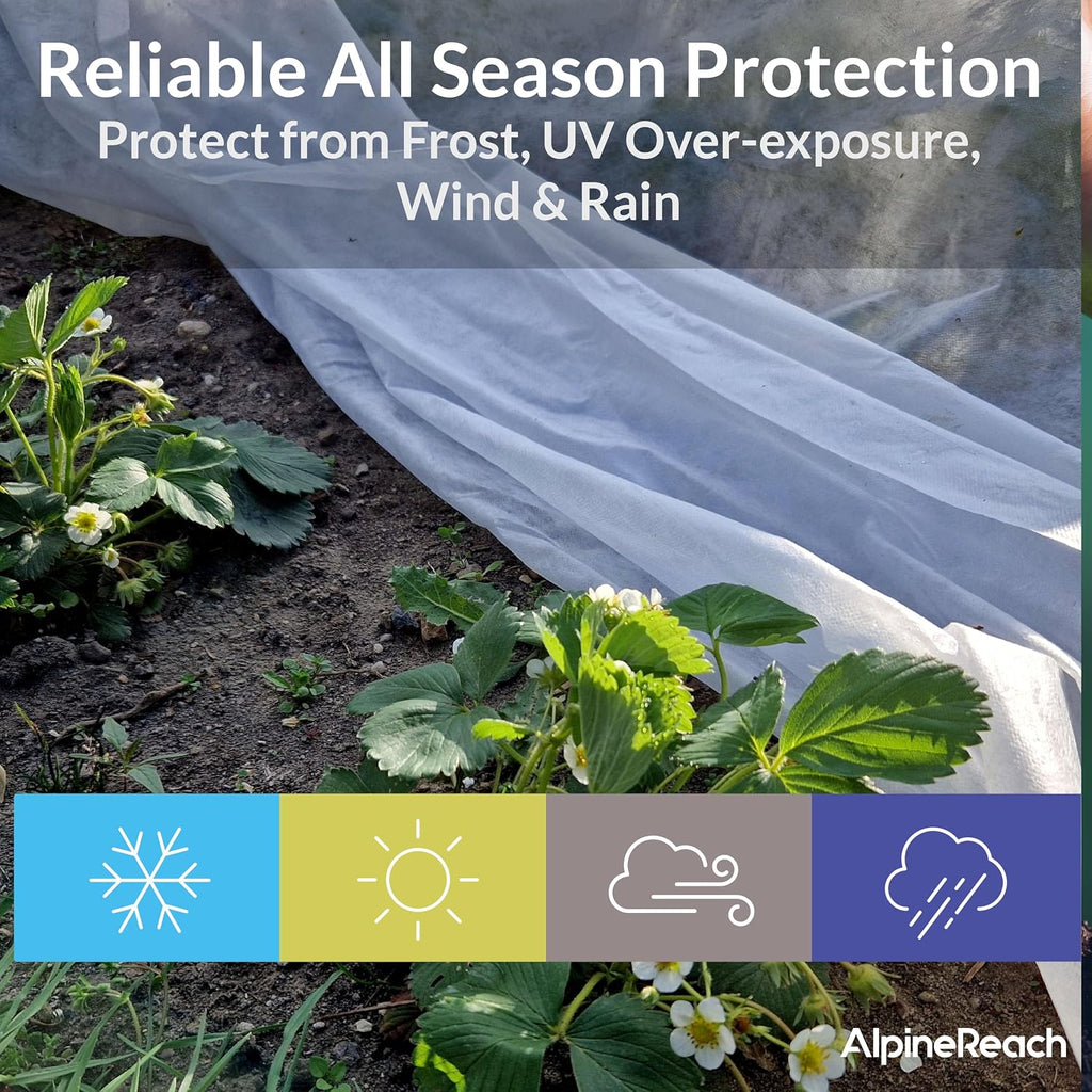 AlpineReach Plant Covers Frost & Sun Protection 10 x 50 ft - Thick 1.2 oz/yd² Freeze Blanket to Low 28 °F Temperatures