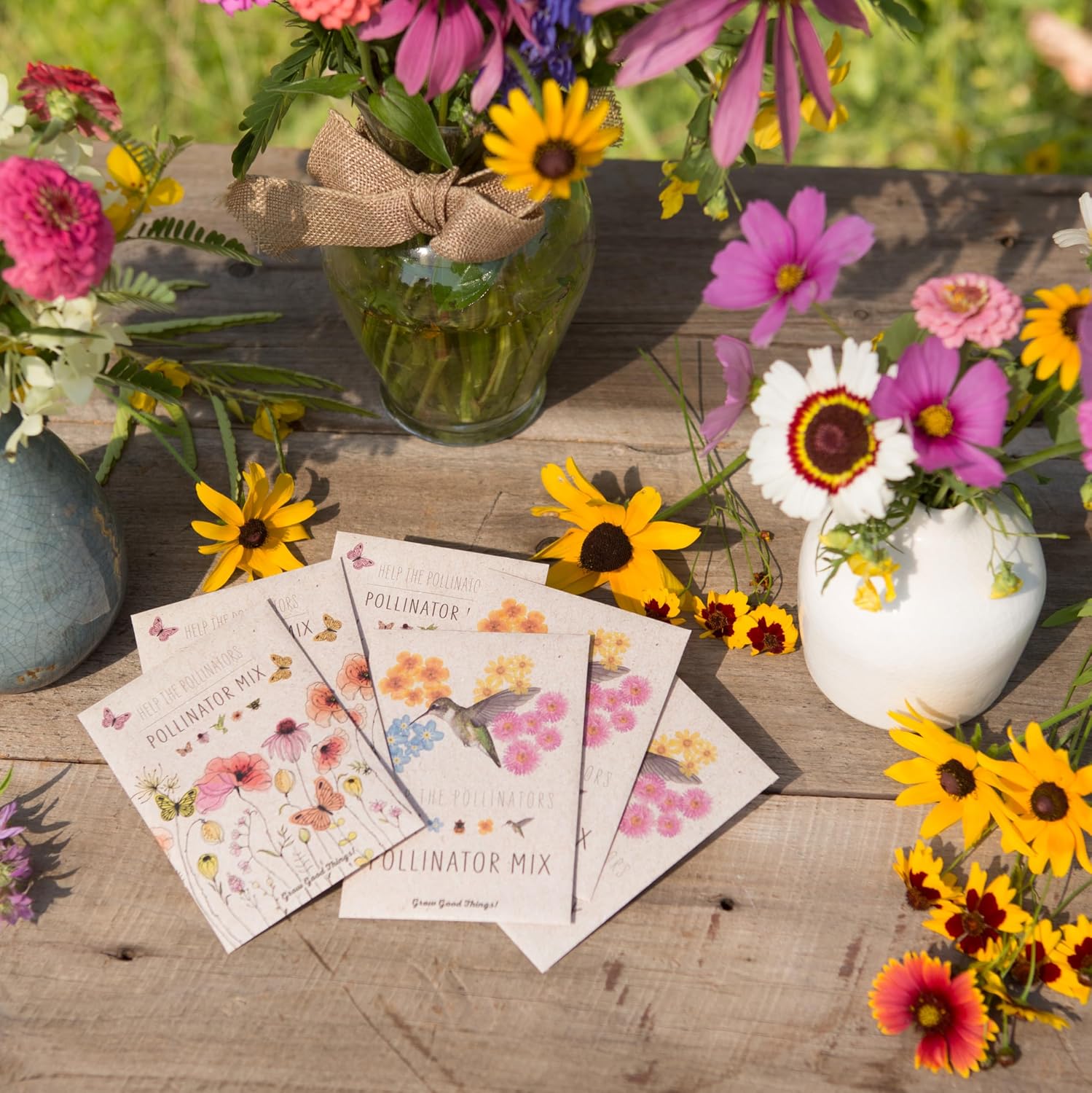 Bentley Wildflower Mix, Pre Filled Hummingbird Packets, 25 Annual Flower Packs, Perfect Eco-Friendly Gift for DIY