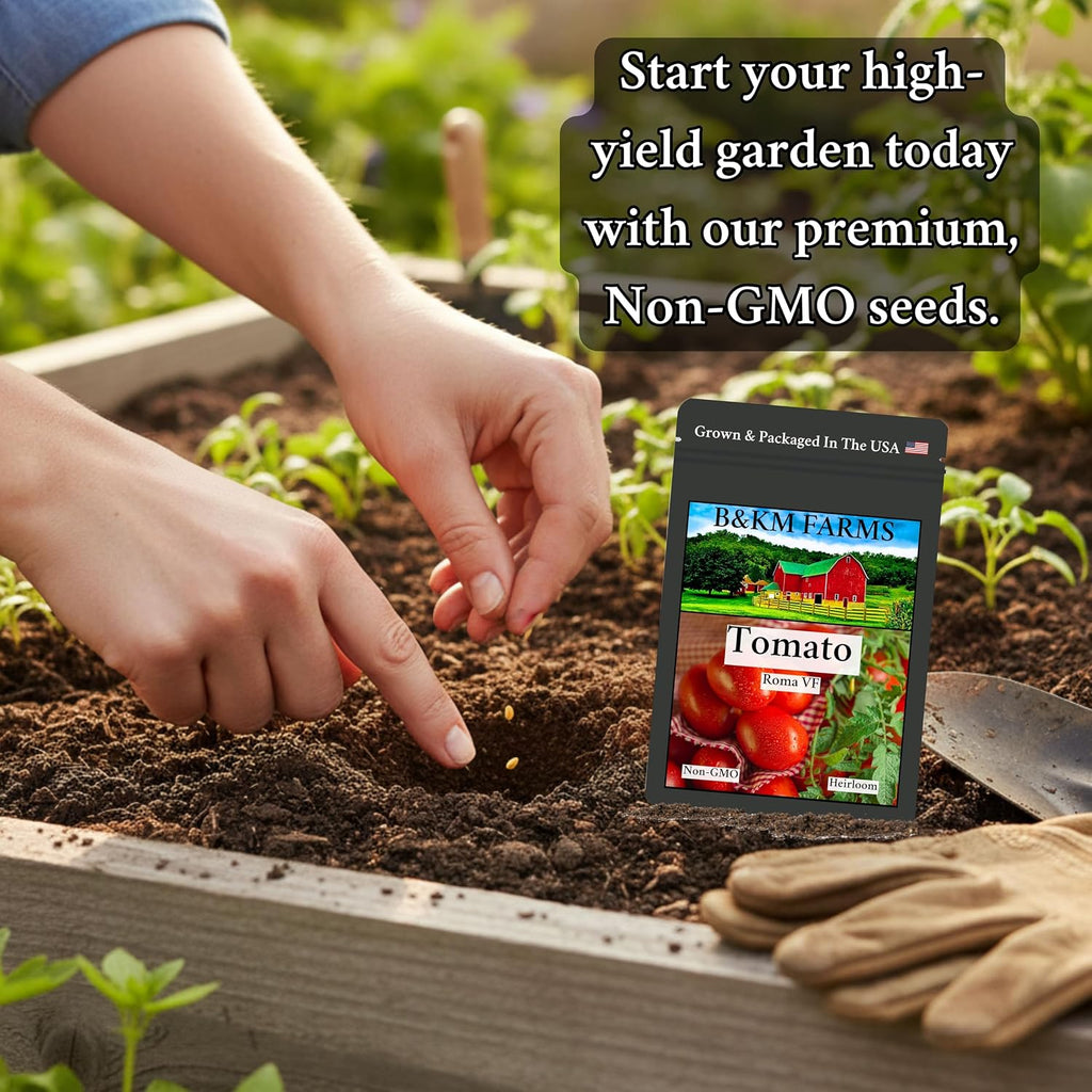 B&KM Farms 22,000+ Non-GMO Heirloom Seed Kit-30 Fruit & Vegetable Variety | Features 5+ year supply of 30 individual