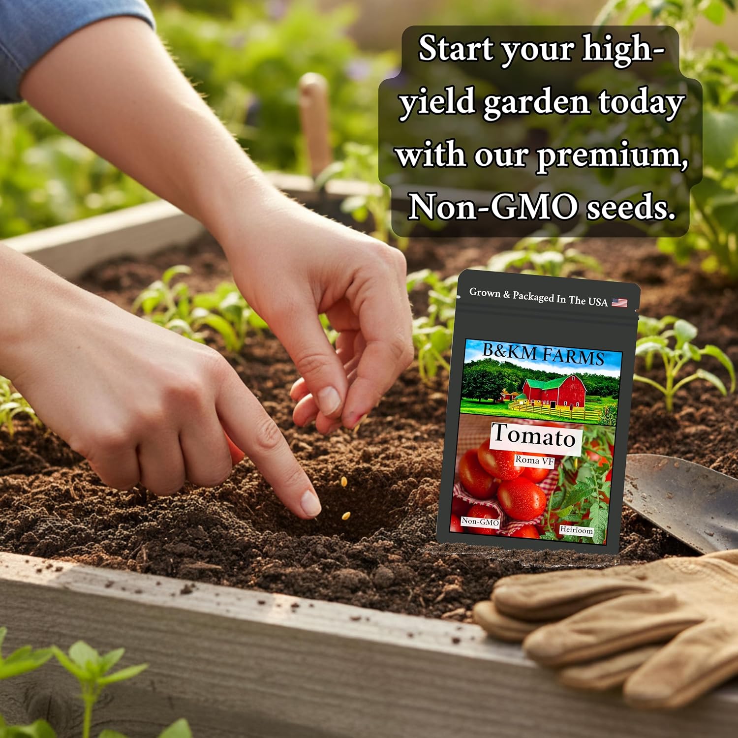 B&KM Farms 22,000+ Non-GMO Heirloom Seed Kit-30 Fruit & Vegetable Variety | Features 5+ year supply of 30 individual