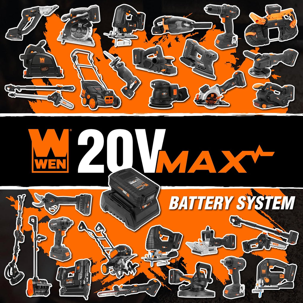 WEN 20V Max Cordless 15-Inch 2-in-1 Brushless Electric Dethatcher and Scarifier with Collection Bag, Two 4.0 Ah