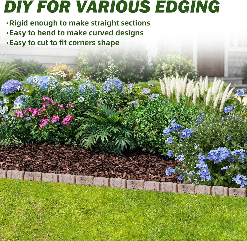 Landscape Edging Garden Edging Border Faux Stone Edging,17FT x 2.75 in Tall | Decorative Stone-Look Garden Border for
