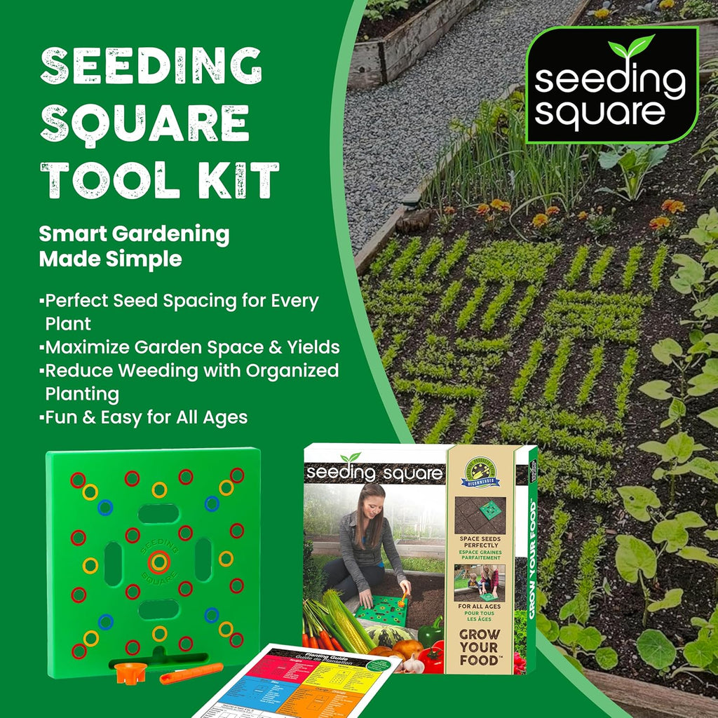 Planting Tool, Seed Planter for Square Foot Gardening Kit | Patented Seedling Spacer Tool | Colour-Coded Spacing
