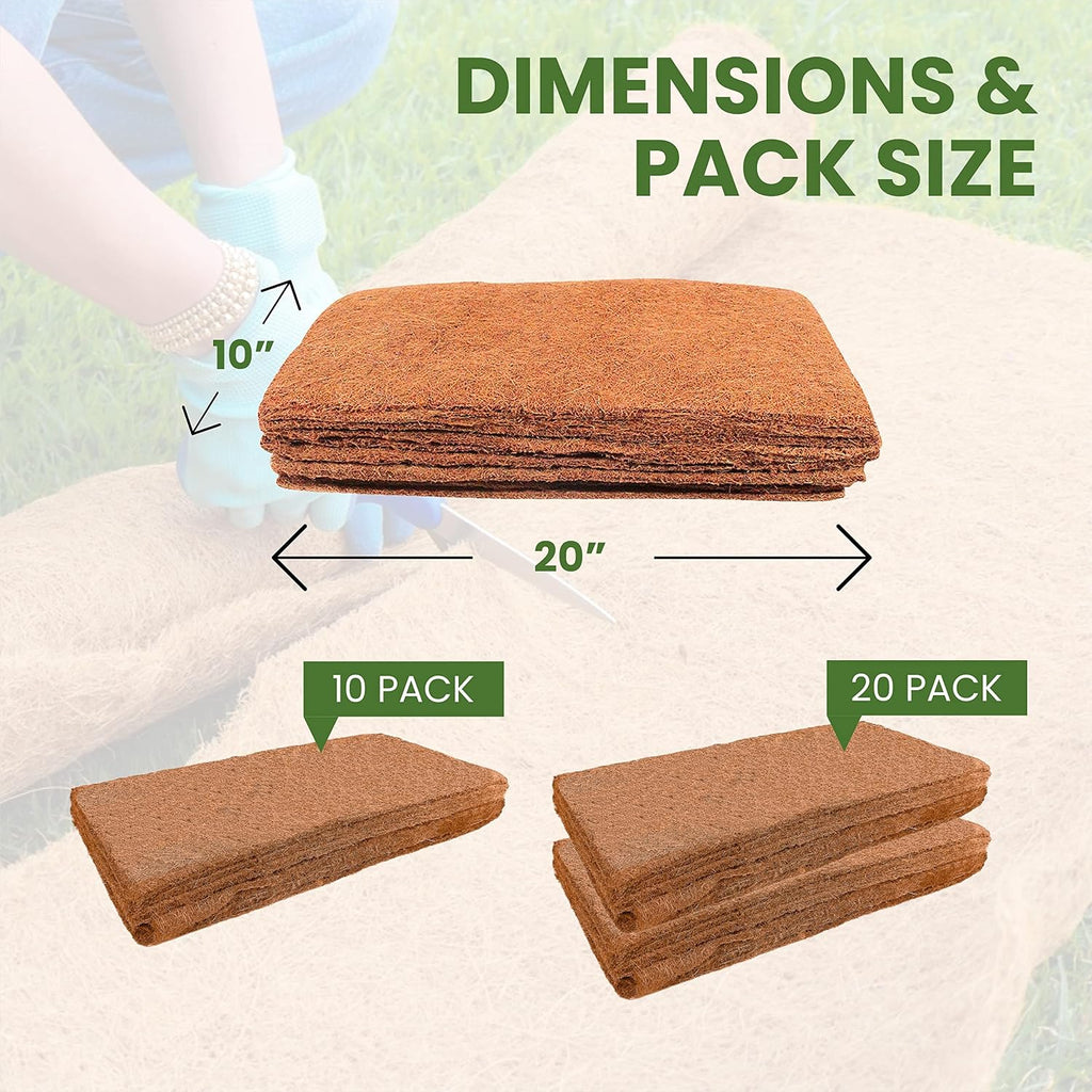 Envelor Coco Coir Fiber Grow Mat for Microgreens 10 x 20 Inches Coconut Coir Seed Starter Liner for Growing Trays