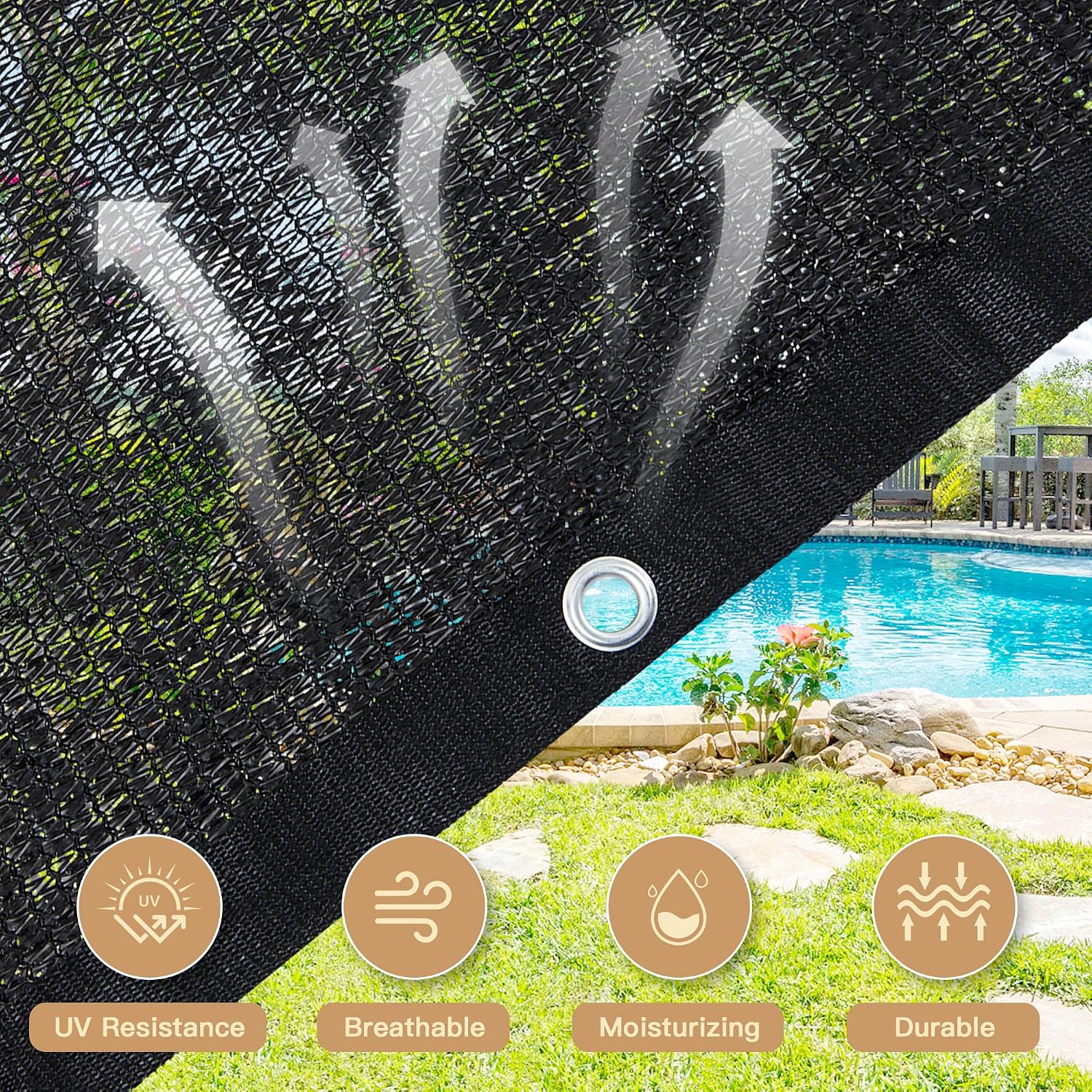 VICLLAX 50% Black Garden Shade Fabric Sun Shade Cloth - UV Protection Sun Shade Cover for Plants, Outdoor, Greenhouse &