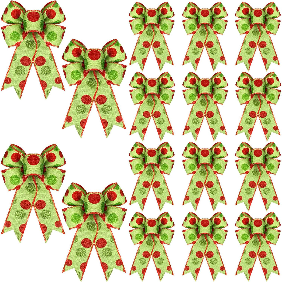 Lyrow 16 Pcs Large Christmas Bows Polka Dot Christmas Tree Bow