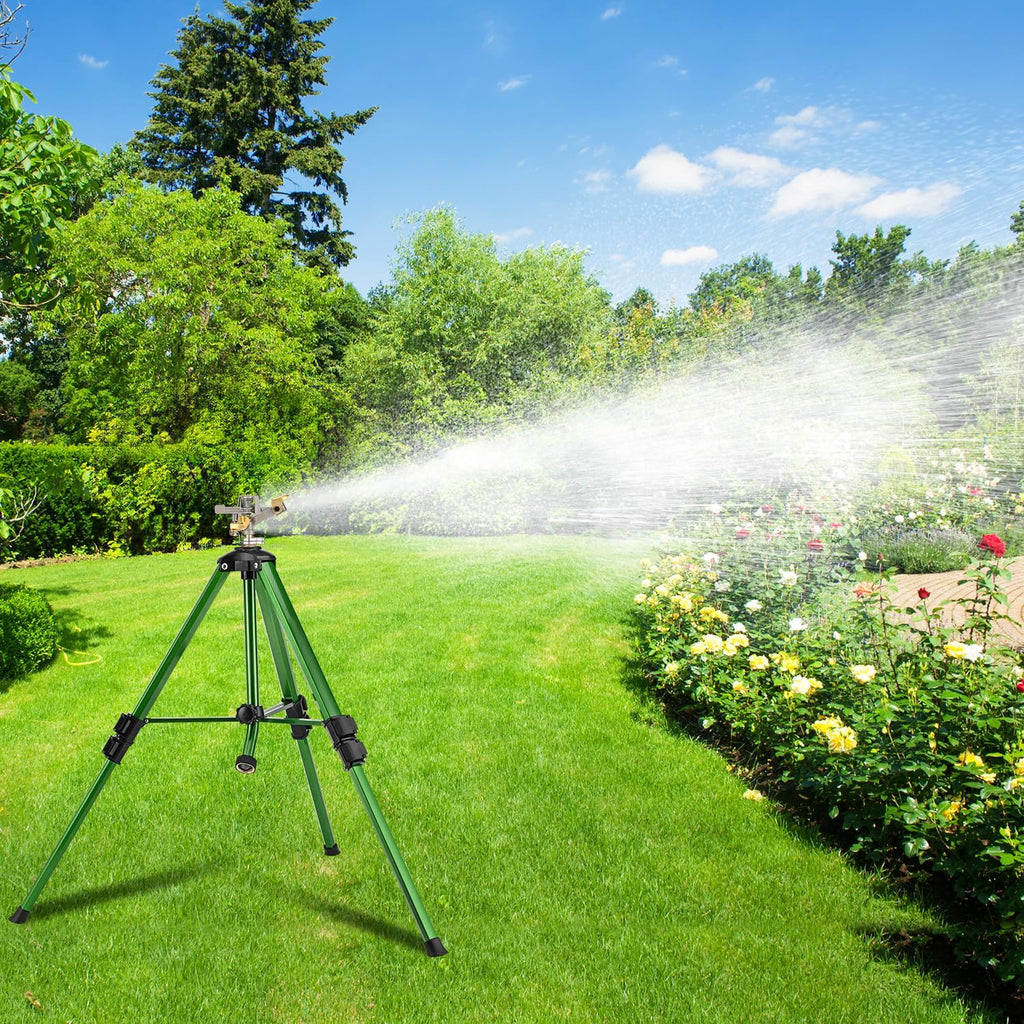 Pattiumo Sprinklers for Yard, 360° Tripod Sprinklers for Yard Large Area, 3/4" Connector Lawn Sprinkler, Adjustable