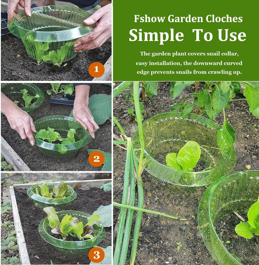 Fshow Slug & Snail Collars,30pcs Snail Garden Cloches,Snail Collar Protects Plants to Get Better.