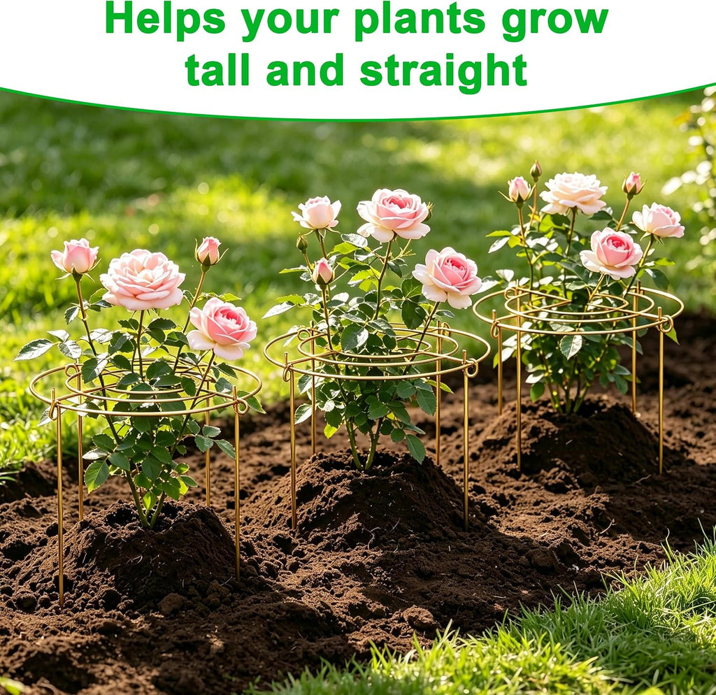 6 Pack Peony Cages and Supports, 12'' x 20'' Metal Removable Grid Flower Support Cage Set, 4-Leg Outdoor Plant Stake