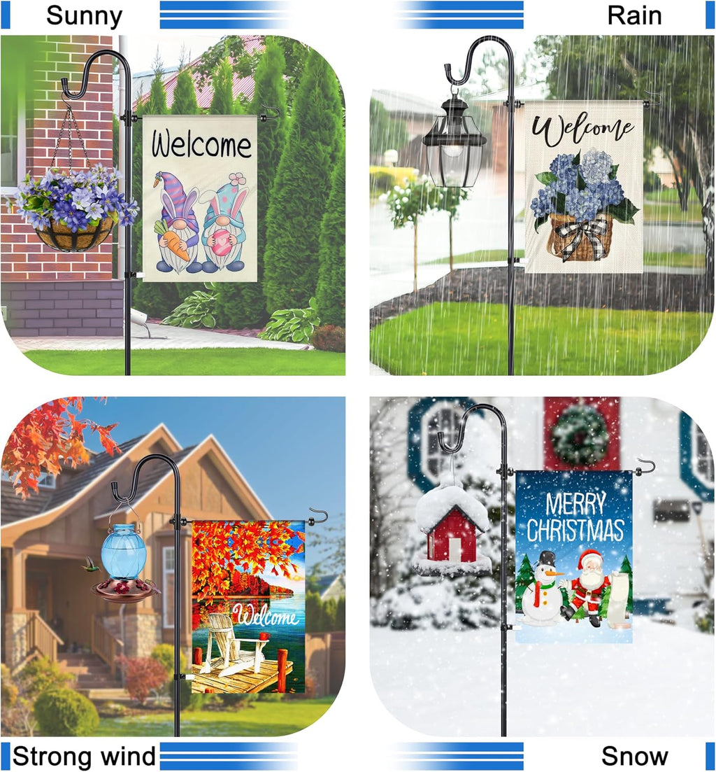 Ottsuls Garden Flag Stand, 2 Pack Heavy Duty Flag Pole Holder with Shepherd Hook for Yard Decoration, 45 INCH Sturdy