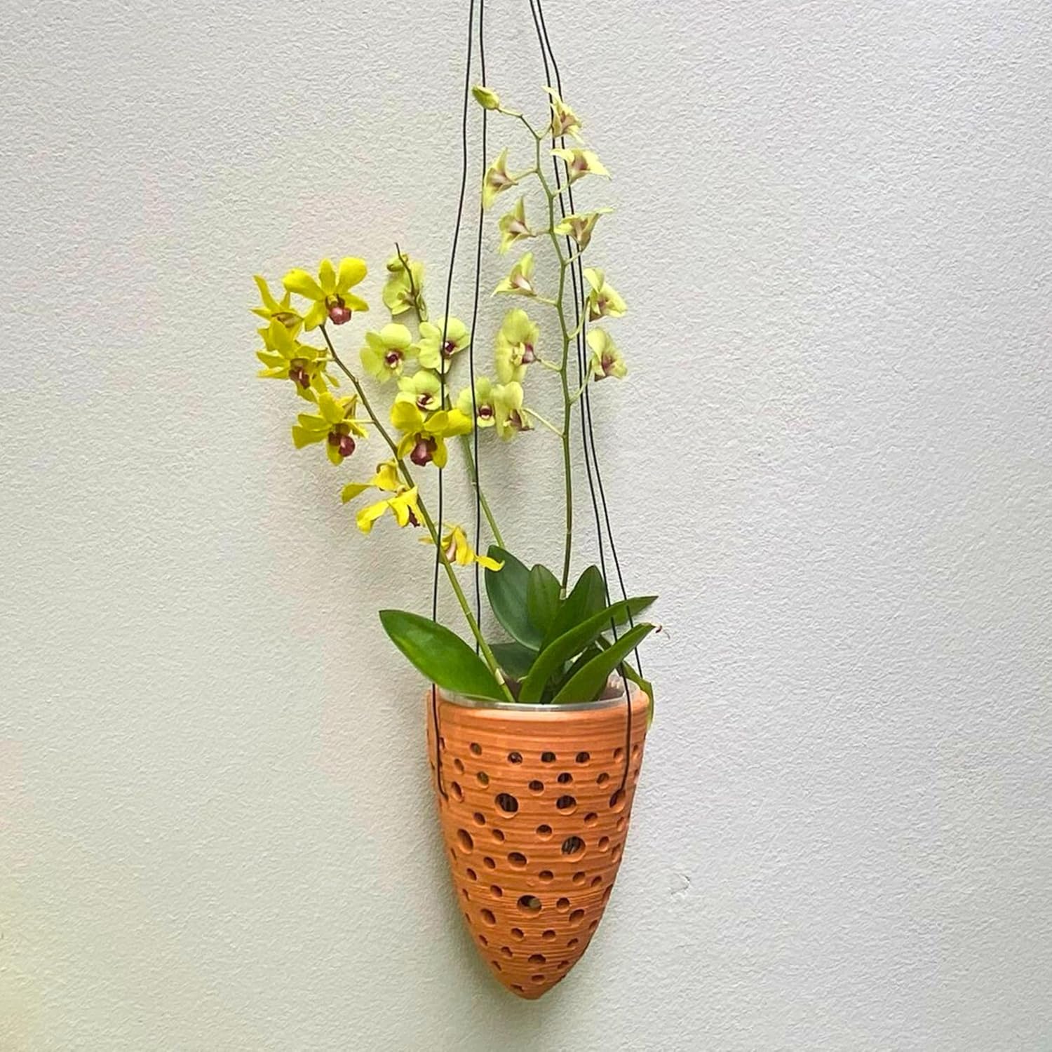 Terracotta Rocket Shaped Orchid Pot with Holes for Small Plants, Hanging Clay Orchid Planters for Outdoors