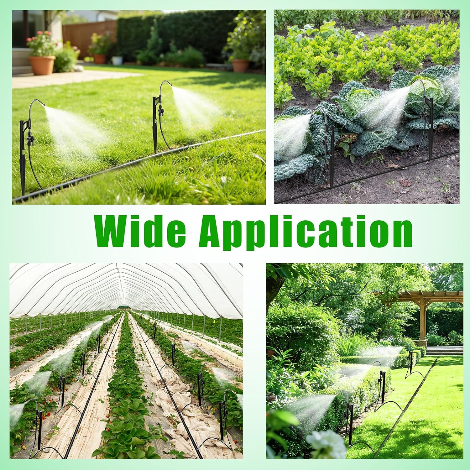15 Sets 360° Adjustable Irrigation Misting Heads with Stake | Micro Spray Emitters with 1/4" Irrigation Tubing on Riser