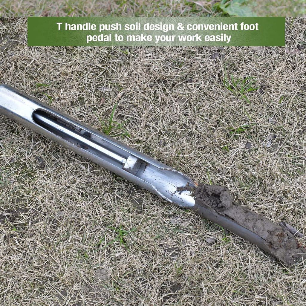 40 Inches Professional Stainless Steel Soil Sampler Probe with Ejector Foot Pedal Reusable Sample Bag, Soil Test Kits