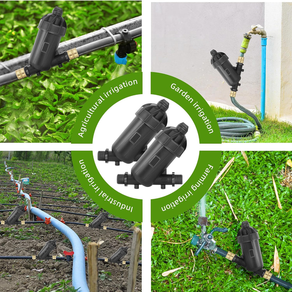 2 PCS US Standard 3/4 Drip Irrigation Y Filter (120 Mesh Screen) | USA Garden Hose 3/4 GHT Male Thread Irrigation