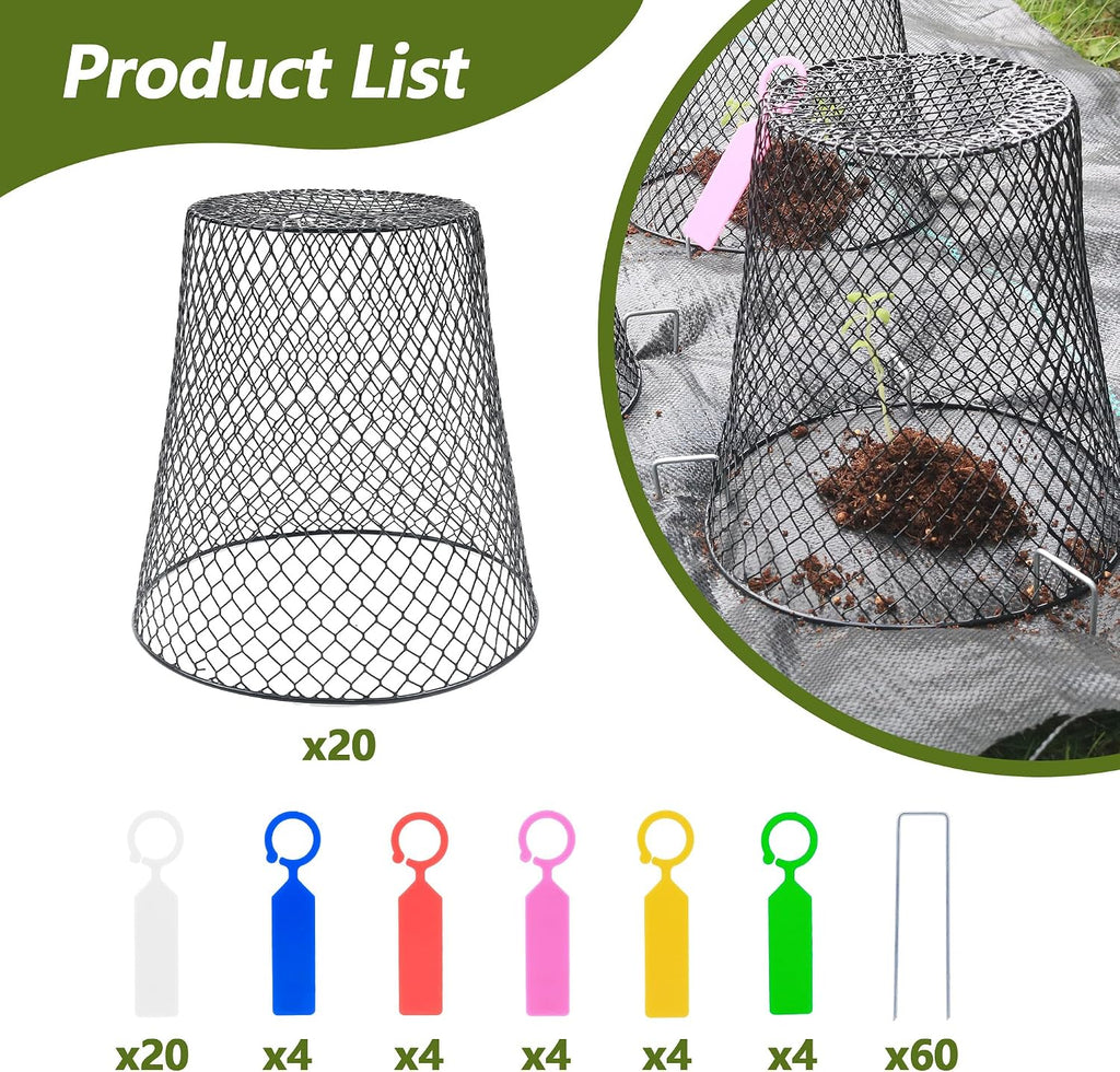 20 Pack 9.2x9.2 Inch Chicken Wire Cloche Plant Protectors from Animals | Plant Cages for Outdoor Plants Keep Rabbits