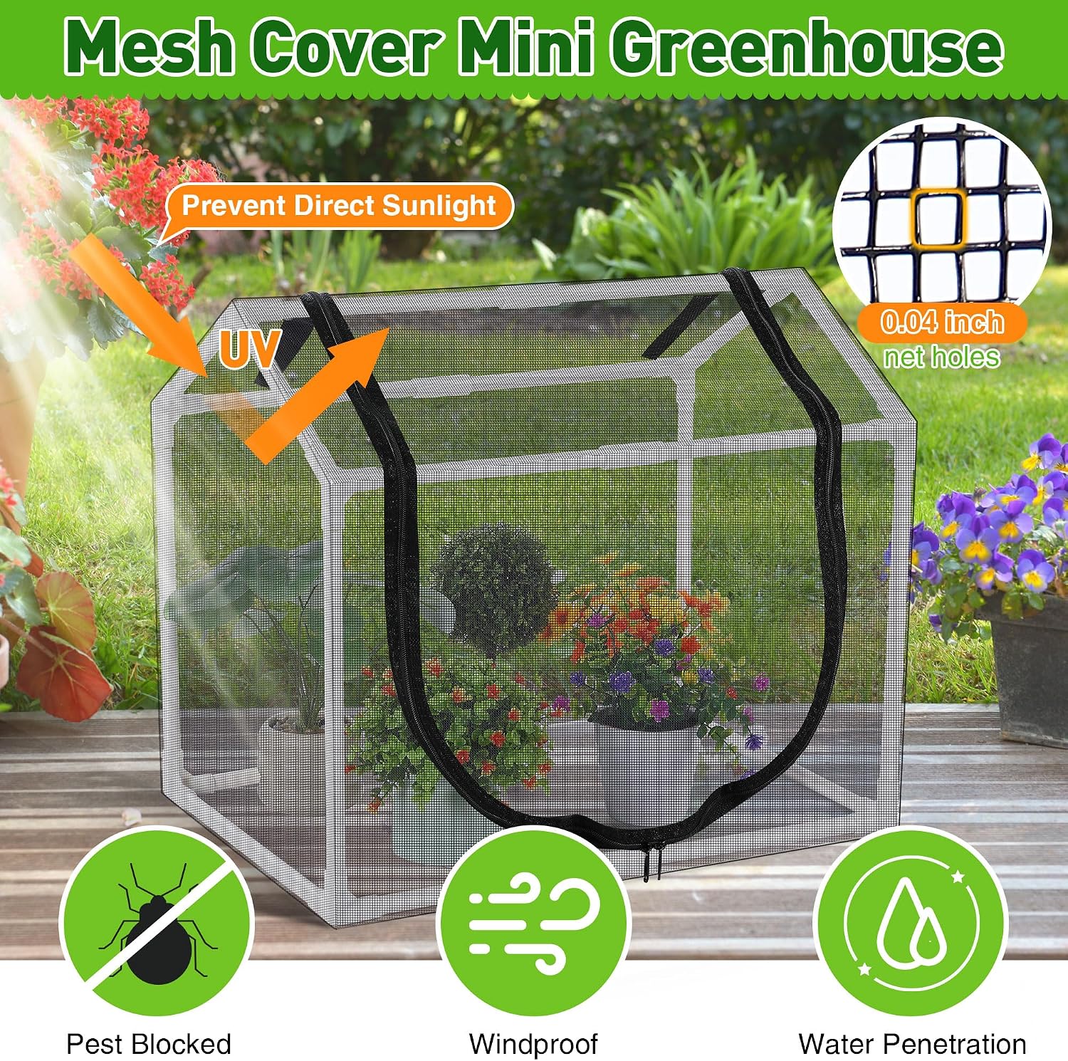 Mesh Plant Cover from Animals, 23.62"x15.75"x19.69" Heavy Duty Plant Cover | Heavy Duty Mesh Plant Cover for Cats, Bird