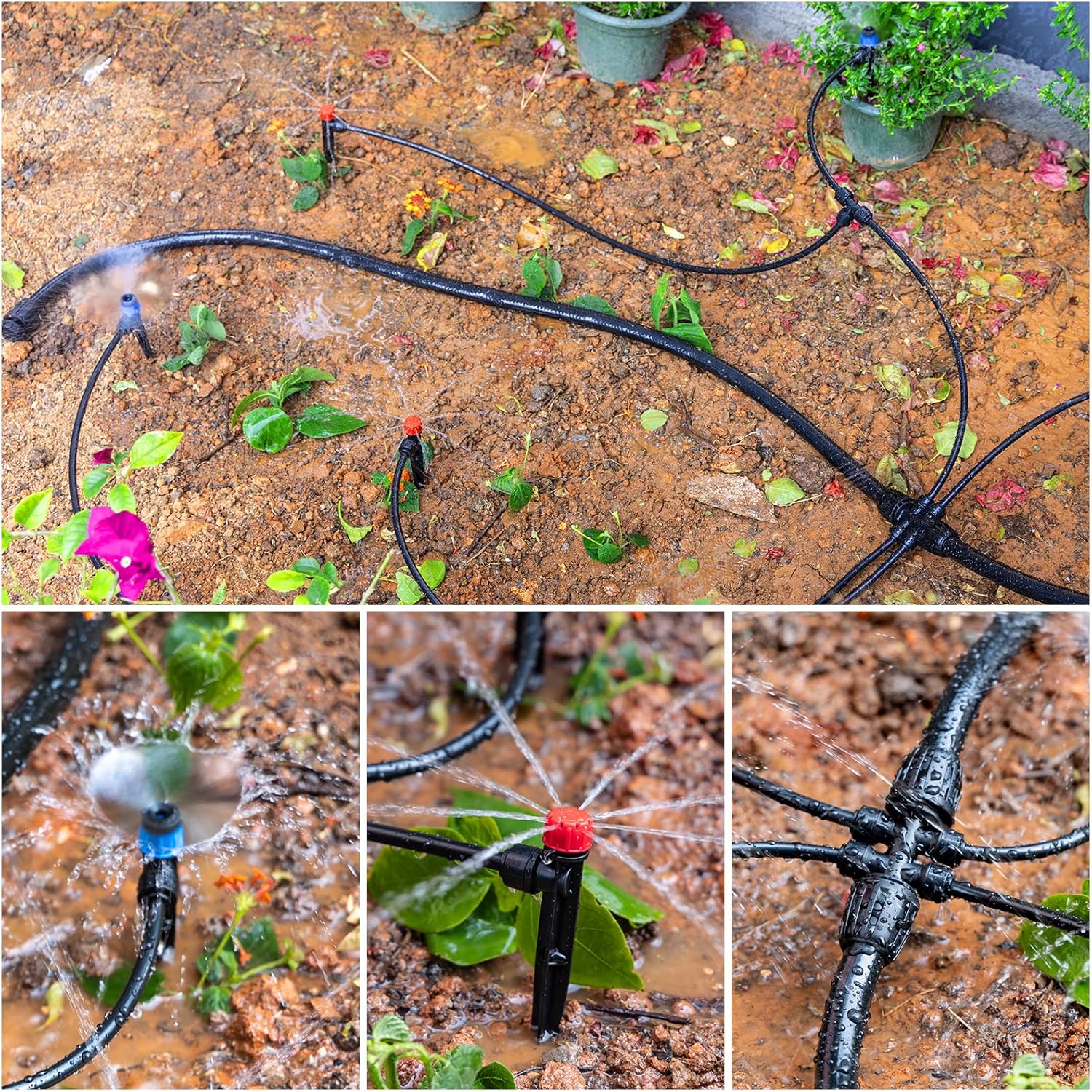 Maotong 240FT Drip Irrigation System Kit New Quick-Connect, Automatic Garden Watering Misting System for Greenhouse