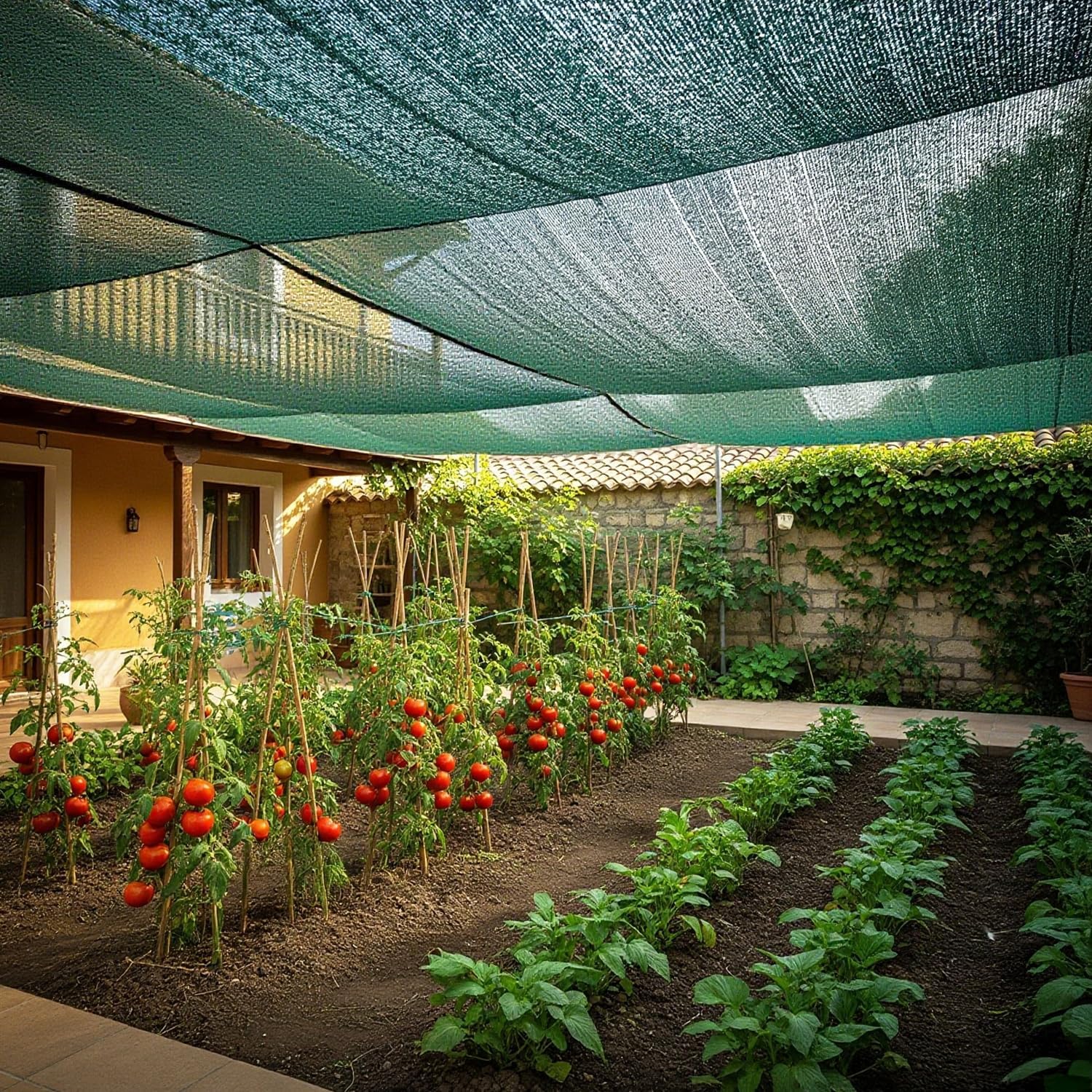 SUNNY GUARD Sun Shade Cloth, 10 x 20 FT Green HDPE Mesh | 35-45% Breathable shade cover creates a cooler space for