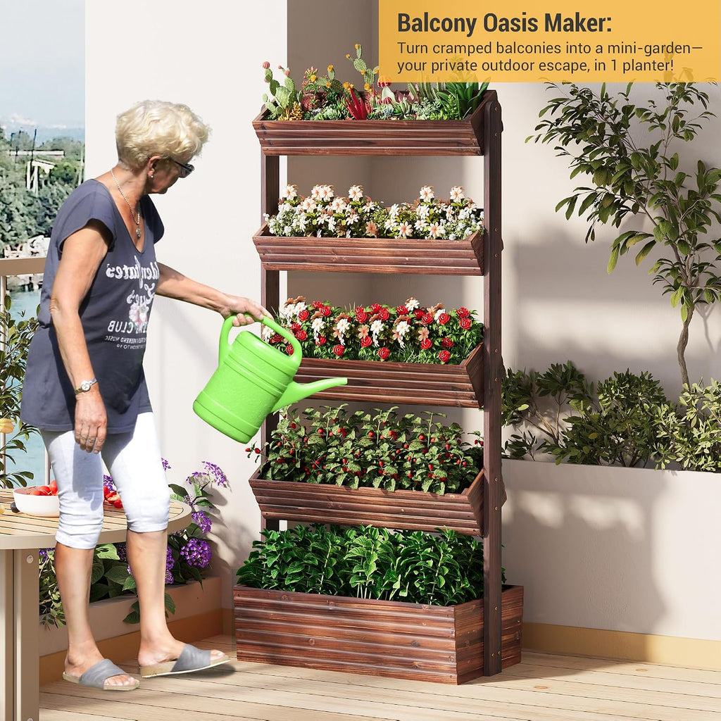 Vertical Wooden Raised Garden Bed Planters Wood Planter Kit Plant Stand Flower Rack Planter Box Gardening Plants Herbs