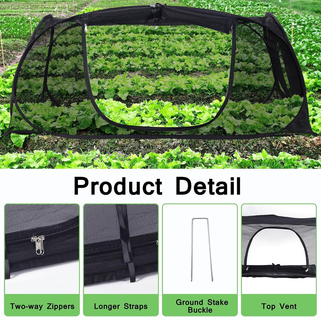 Pop Up Plant Covers for Raised Garden Bed, 47"x21.6"x19.6" Garden Cover | Plant Net Cover for Raised Bed with Top