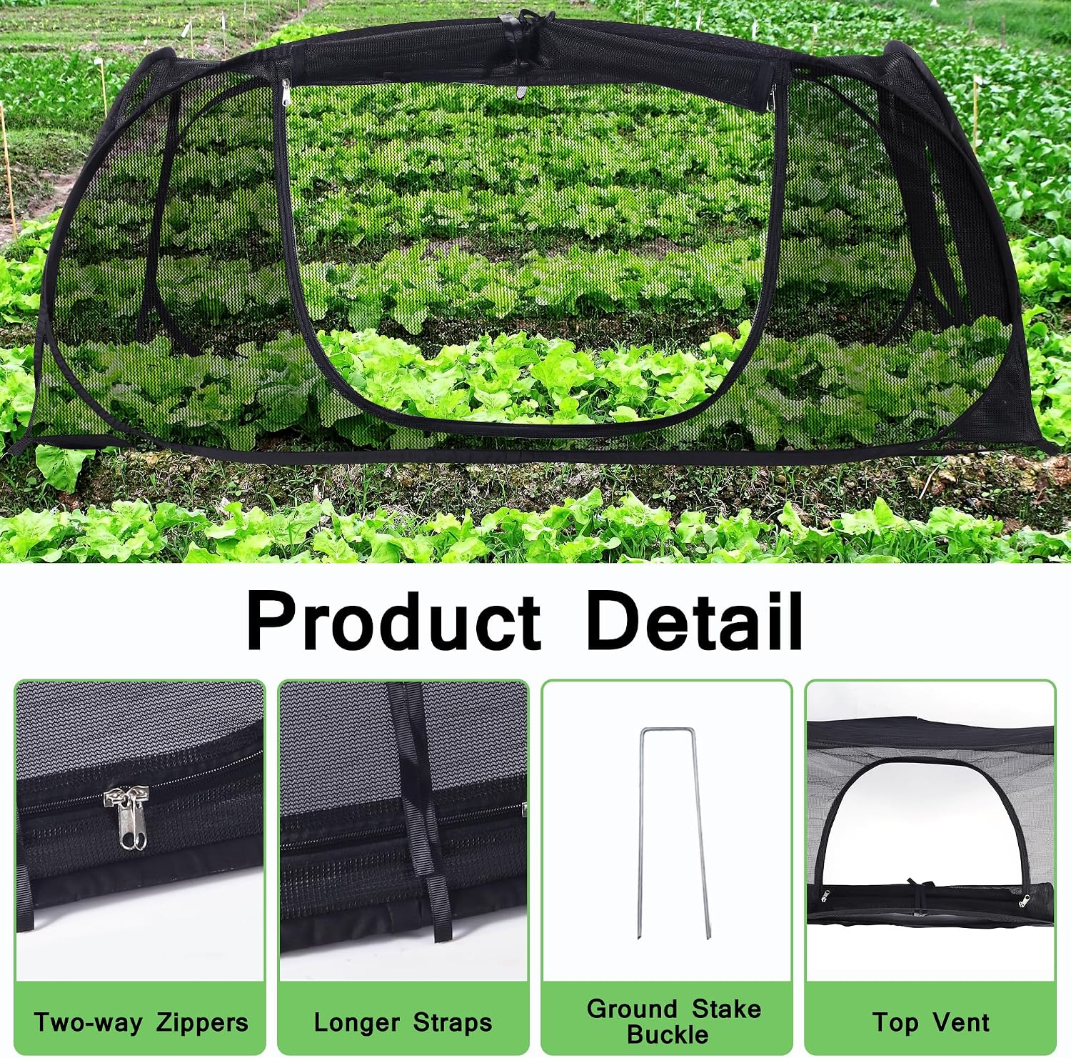 Pop Up Plant Covers for Raised Garden Bed, 47"x21.6"x19.6" Garden Cover | Plant Net Cover for Raised Bed with Top