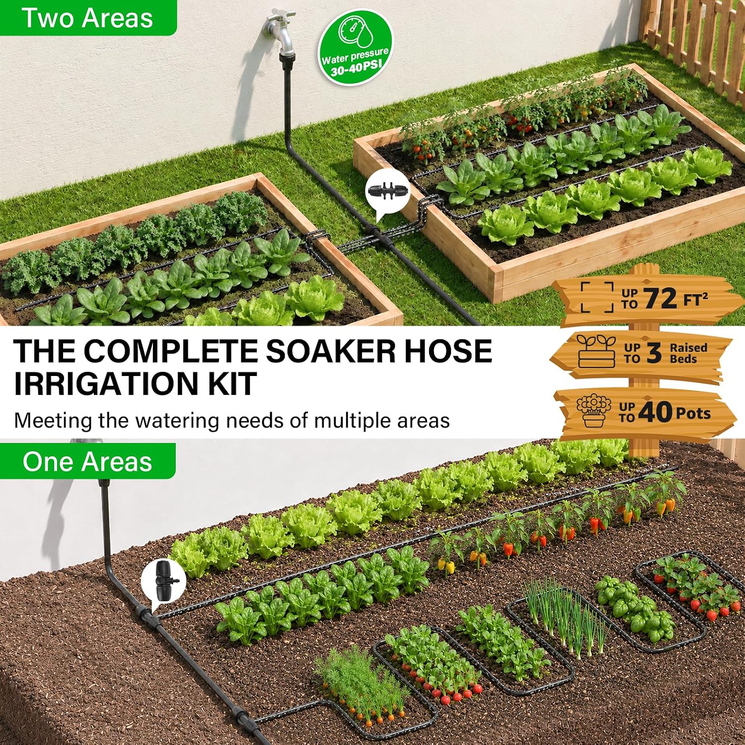 MIXC Drip Irrigation System with 100FT 1/4" Soaker Hose | 80% Water Savings, Weeping Tech for Deeper Root Watering