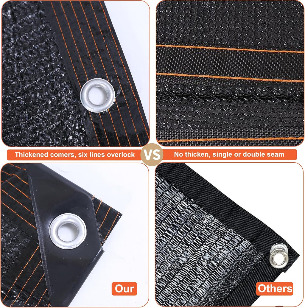 90% Shade Cloth,12×26FT,Tear Resistant Sun Shade Net with Reinforced Grommet,Durable Garden Shade Tarp Cover for