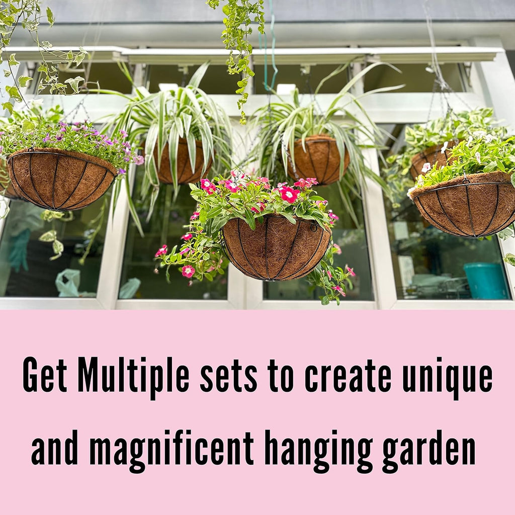 LaLaGreen Hanging Planters with Coco Liners (10 Pack, 12 Inch) Hanging Baskets for Plant Outdoor Hanging Plant Pot
