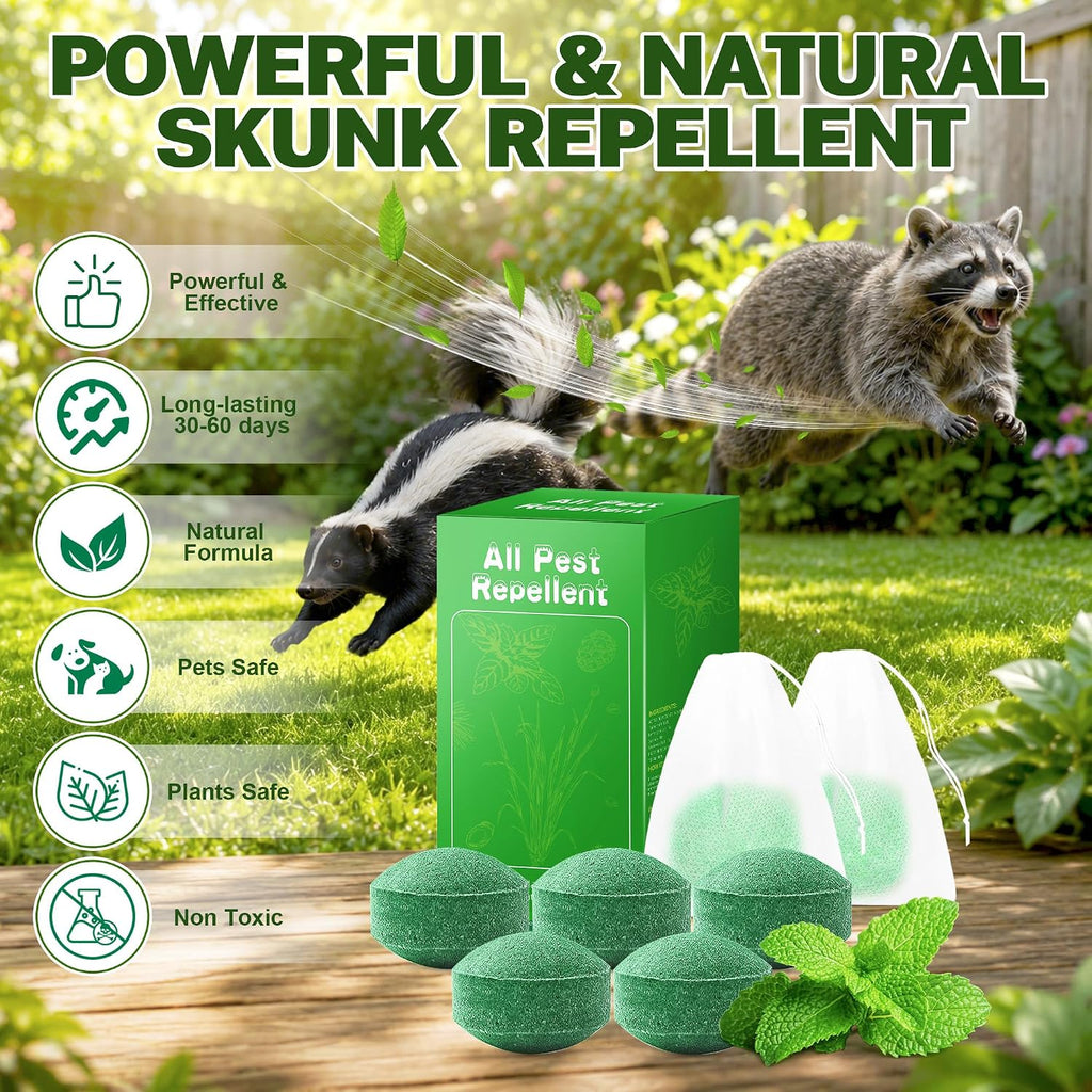24 Pack Peppermint Oil Raccoon Repellent Outdoor, Natural Skunk Repellent | for Yard Attic Garden House Shed Indoor