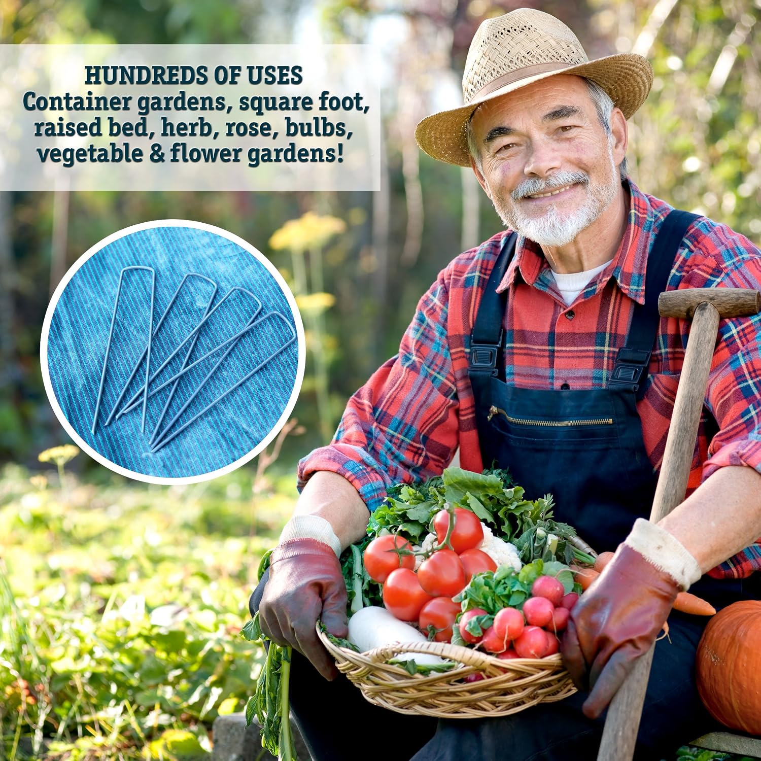 100 Pack 12 Inch Garden Stakes, Galvanized Landscape Staples for Weed Barrier Fabric, Heavy Duty Sod Pins Securing Pegs